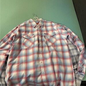 DIXXON Light Blue and Red Plaid Shirt